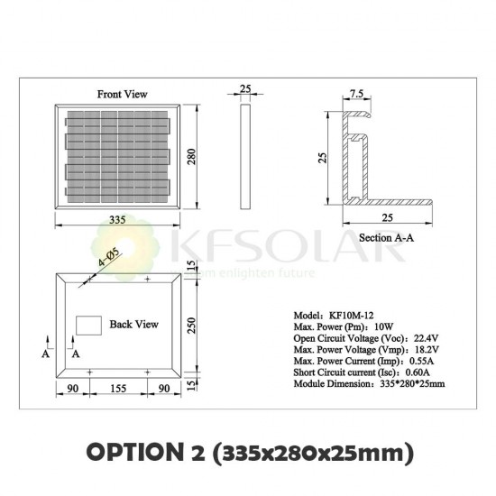 Monocrystalline Solar Panel 10W