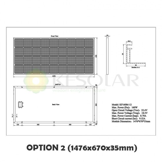 Monocrystalline Solar Panel 160W