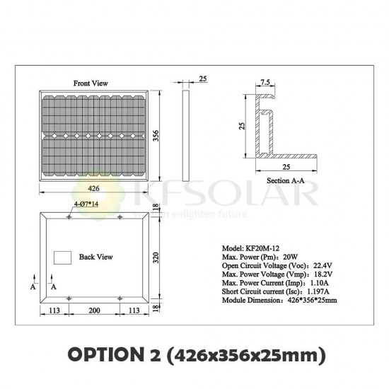 Monocrystalline Solar Panel 20W