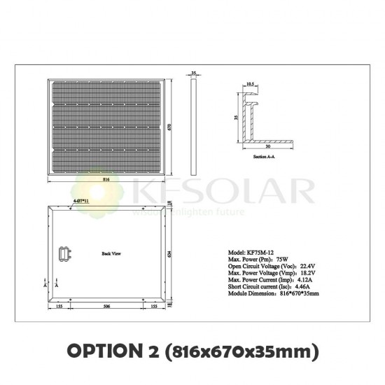 Monocrystalline Solar Panel 75W