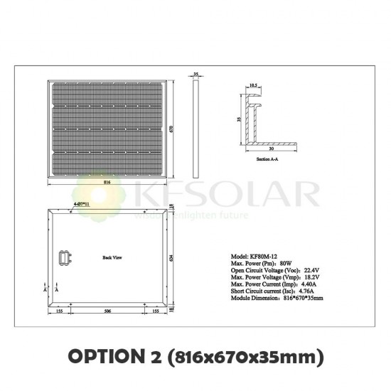 Monocrystalline Solar Panel 80W