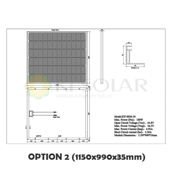 Monocrystalline Solar Panel 180W