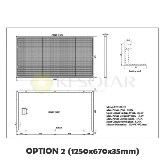 Polycrystalline Solar Panel 130W